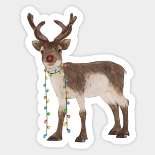 Red Nosed Reindeer Art Sticker